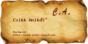 Czikk Anikó névjegykártya